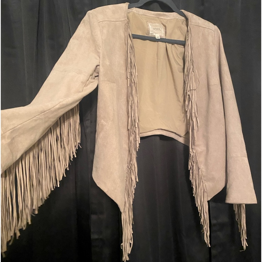 Tan Fringe(front/sleeves) cropped Jacket